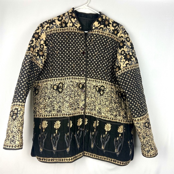 Vintage 80s Floral Abstract Quilted Grandma Jacket - Picture 1 of 14